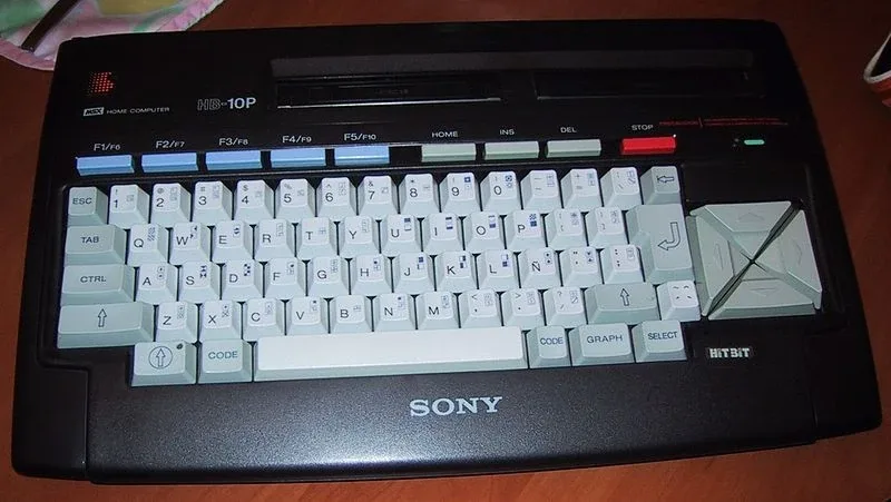 Sony MSX HB-10P computer connected to a television and cassette recorder