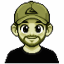 Sergi wearing a cap, drawn in pixels
